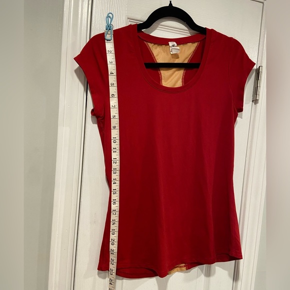 Aurum Cycling Mesh Back Red Cap Sleeve Crew Neck Athletic Top Red Gold Size 6 - Picture 8 of 11